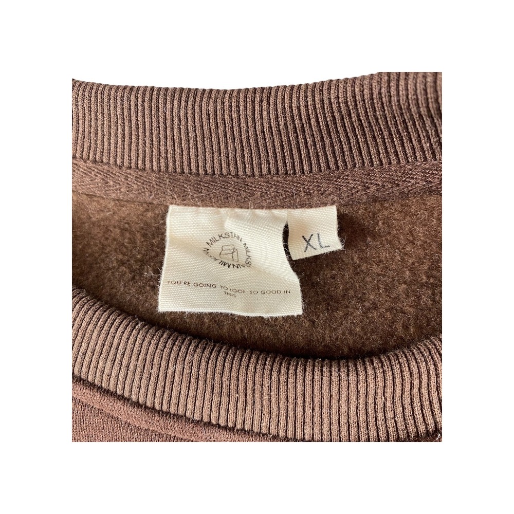 Milk Clothing‎ Brown Embroidered Crewneck Sweatshirt XL - Picture 4 of 7